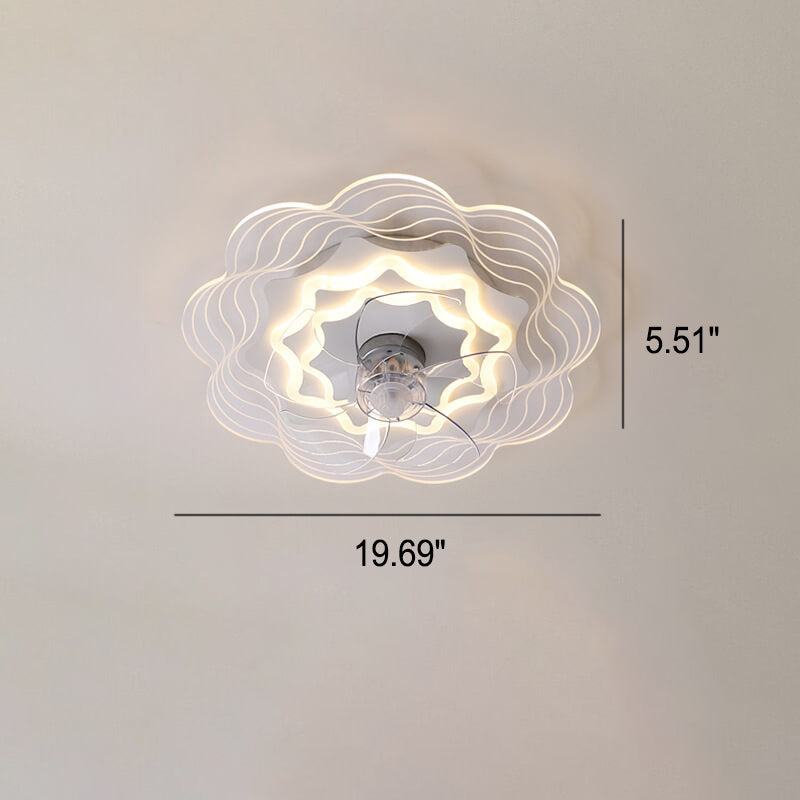 Modern Light Luxury Geometric LED Flush Mount Ceiling Fan Light