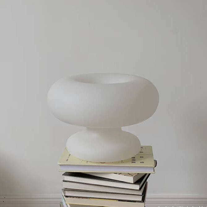 Danish Milk White Mushroom Table Lamp - Modern Minimalist Design, LED Compatible, Living Room Lighting, Scandinavian Style Decor, Warm White Glow