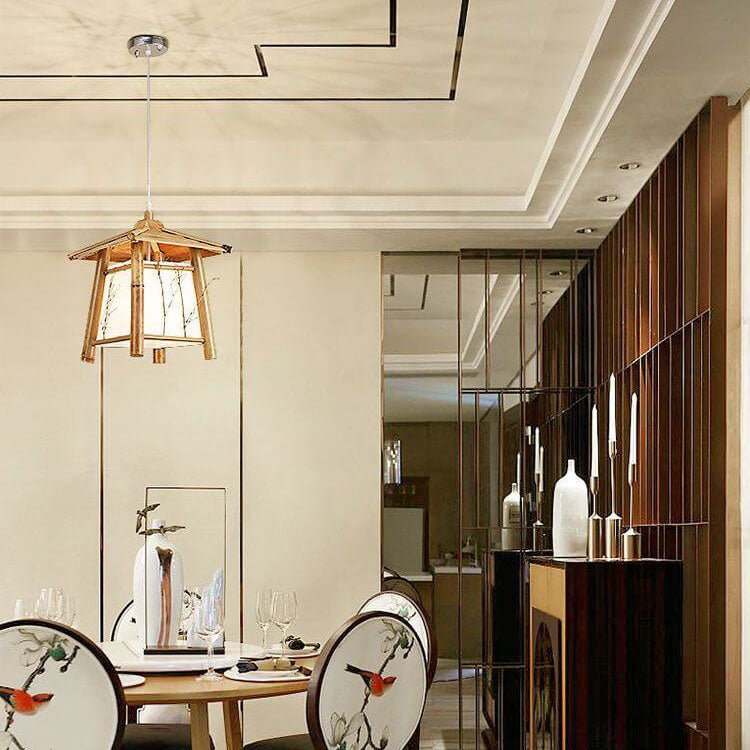 Japanese Rustic Vintage Bamboo Weaving Pendant Light 1-Light Fixture