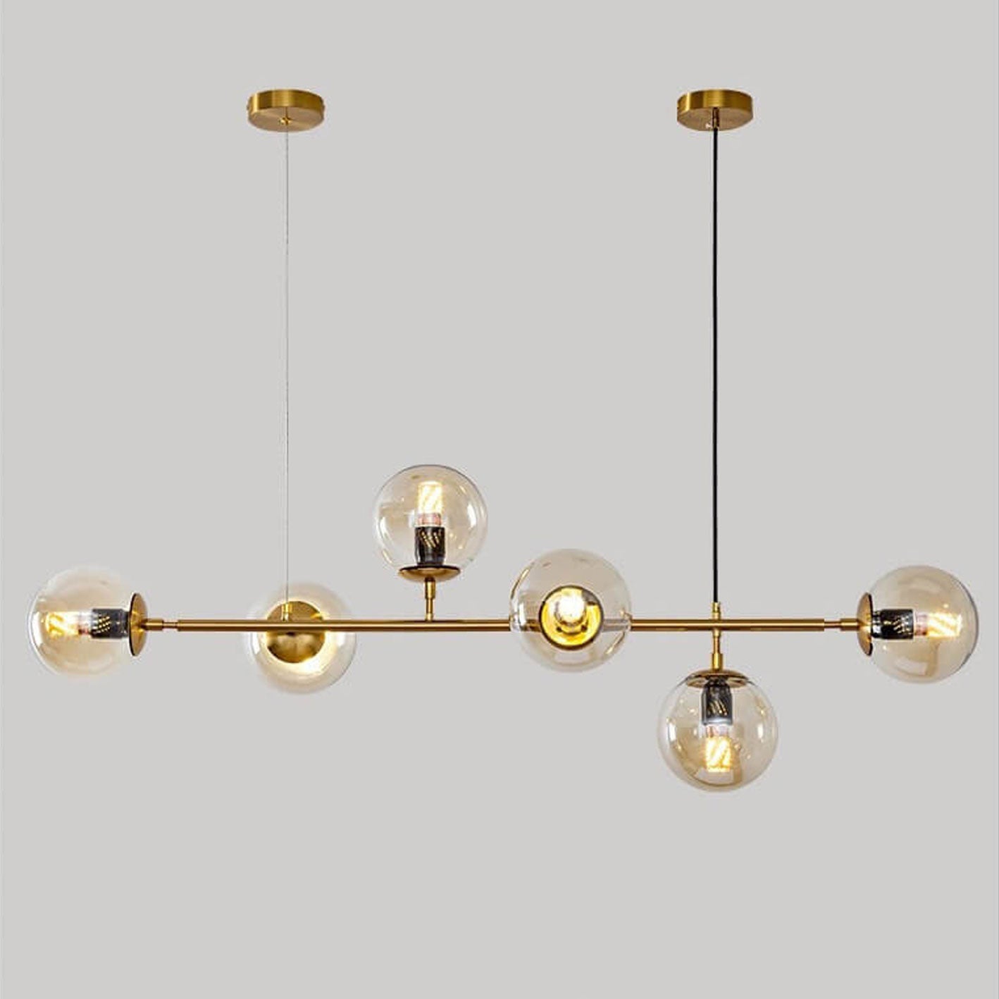 Modern Minimalist Round Globe 6-Light Chandelier - Glass Island Light Fixture