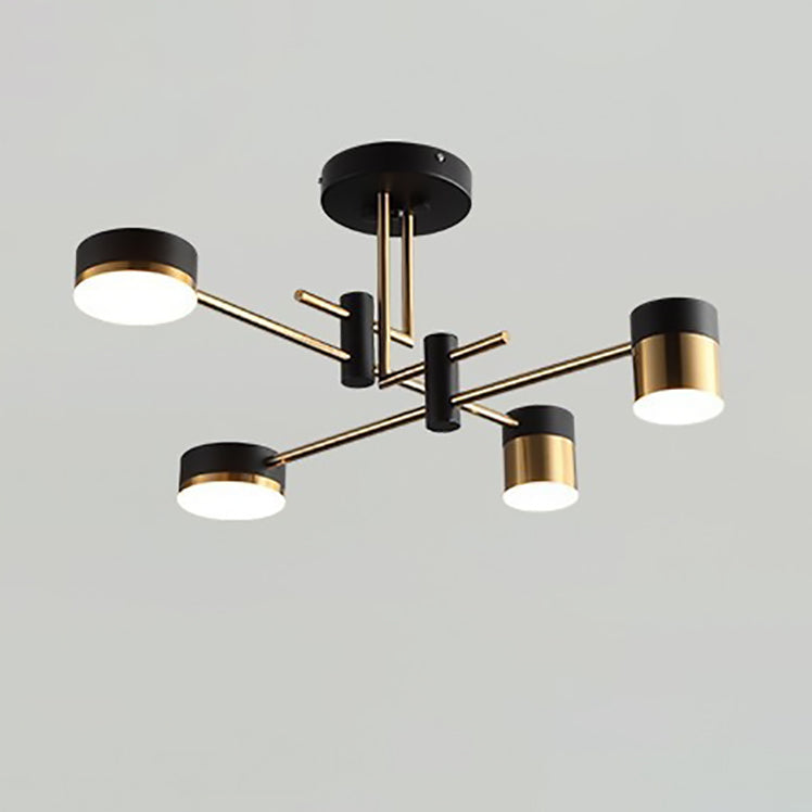 Scandinavian Iron Acrylic Round LED Semi-Flush Mount Ceiling Light for Living Room