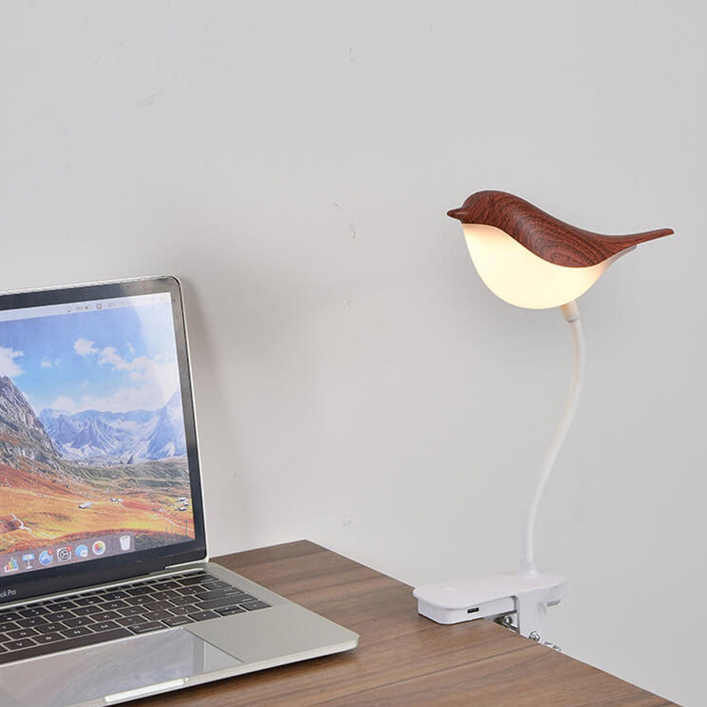 Nordic Creative Bird Clip USB Night Light Table Lamp - LED Lighting, Modern Design, Home Decor, Cute Desk Lamp, Rechargeable Nightlight