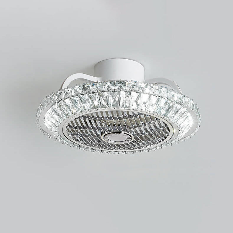 Nordic Crystal Round LED Flush Mount Ceiling Fan Light