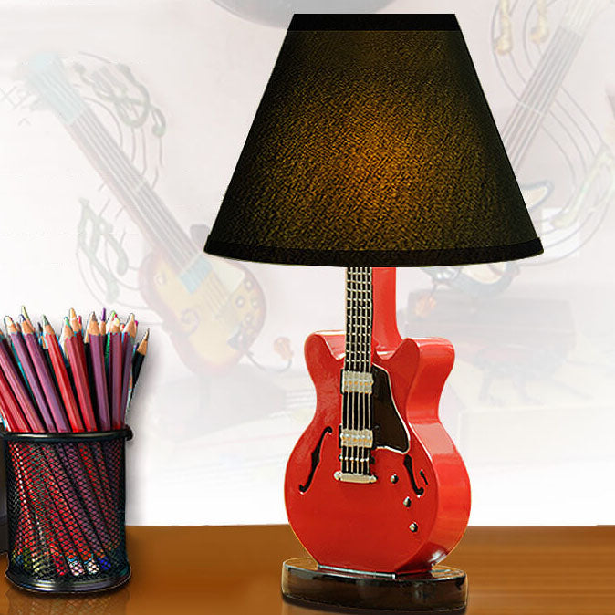 Cartoon Creative Fabric Shade Guitar 1-Light Table Lamp, Unique Children's Bedroom Lighting, Musical Theme Décor, Fun Nursery Lamps, Playful Home Office Lighting, Kid-Friendly Table Lamps, Stylish Modern Lamp for Music Lovers, Vibrant Decorative Lighting