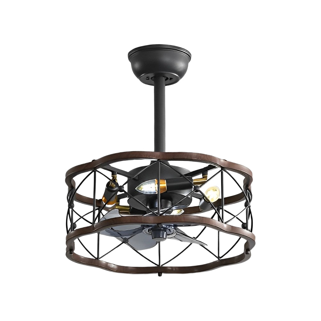 Retro Bladeless Ceiling Fan with Remote - Three Step Dimming LED Mute Design