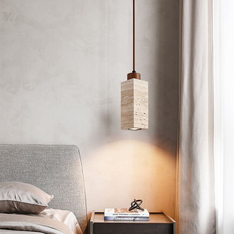 Wabi-Sabi Solid Wood & Stone Island Light Chandelier - 1/2/3-Light Rustic Fixture