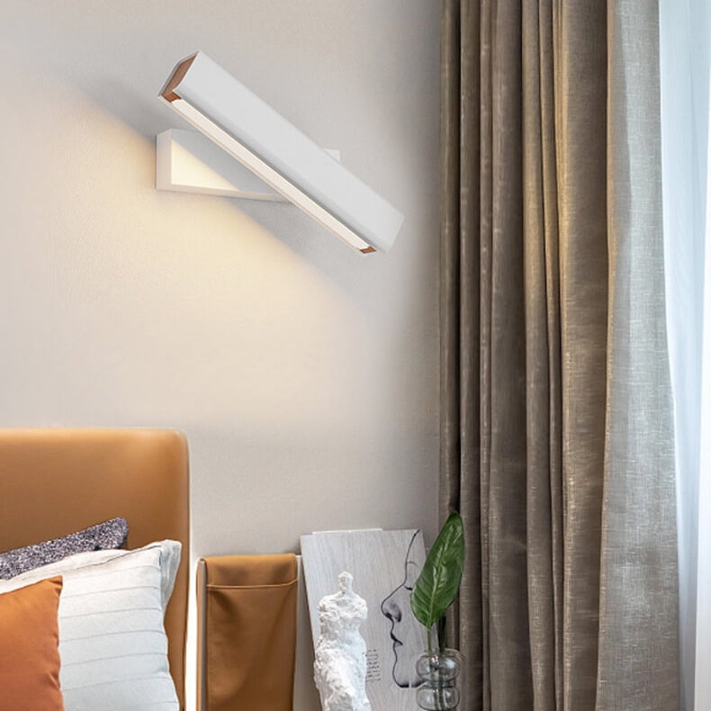 Modern Minimalist LED Wall Sconce - Rectangular Aluminum & Wood Design