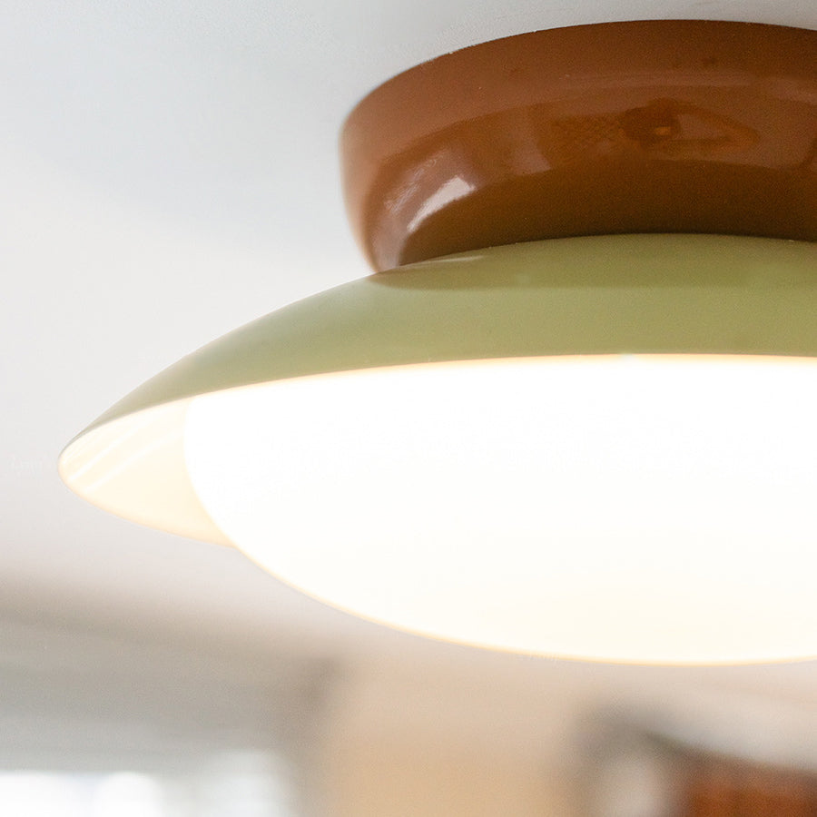 Contemporary Scandinavian LED Semi-Flush Mount Ceiling Light - Geometric Semicircle Shade for Living Room