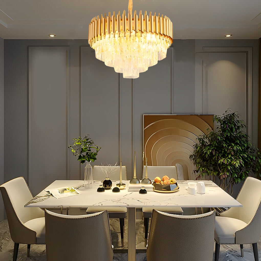 Round Oval Crystal Chandelier - Luxury Post-Modern Lighting with Three-Step Dimming