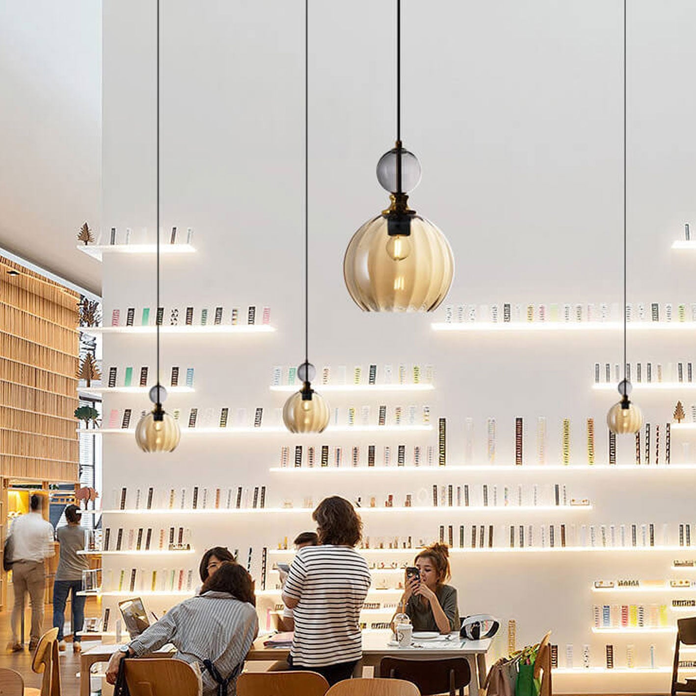 Danish Creative Stripes Round Glass 1/3 Light Chandelier - Modern Lighting Fixture, Unique Design, Home Décor, Elegant Illumination