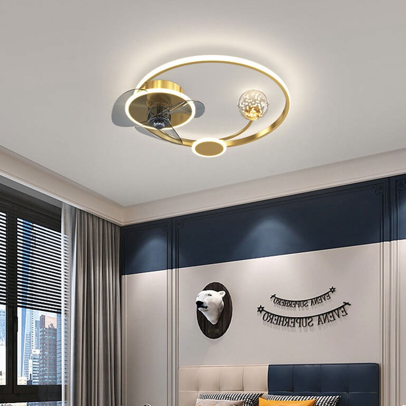 Modern Circle LED Flush Mount Ceiling Fan Light - Stylish, Energy-Efficient Ceiling Fixture for Home Decor