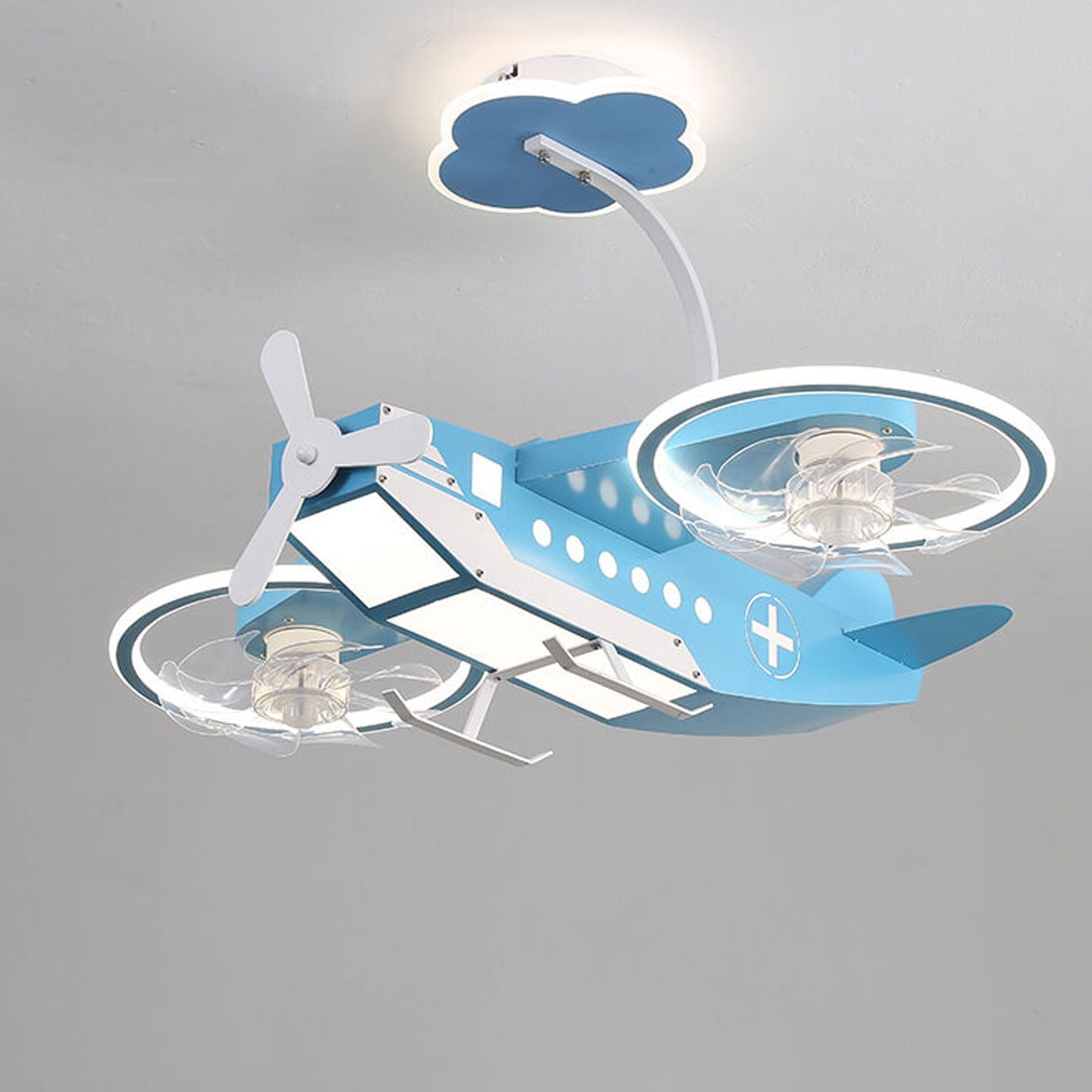 Creative Cartoon Aircraft Ceiling Fan Light for Kids Room, Fun Flush Mount Design, Airplane-Themed Illumination, Ideal for Nursery & Playroom Decor