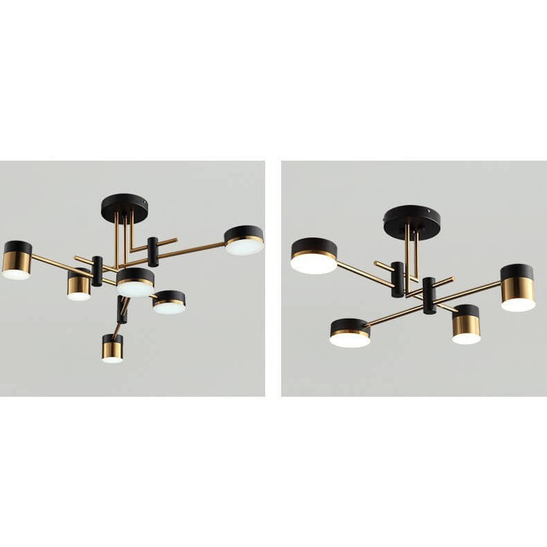 Modern Minimalist Black Gold Semi-Flush Mount Light 4-8 Lights