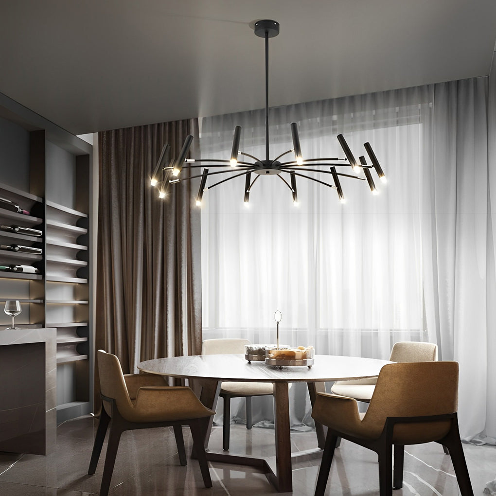Adjustable Metal DIY Three-Step Dimming LED Chandelier - Modern Minimalist Lighting