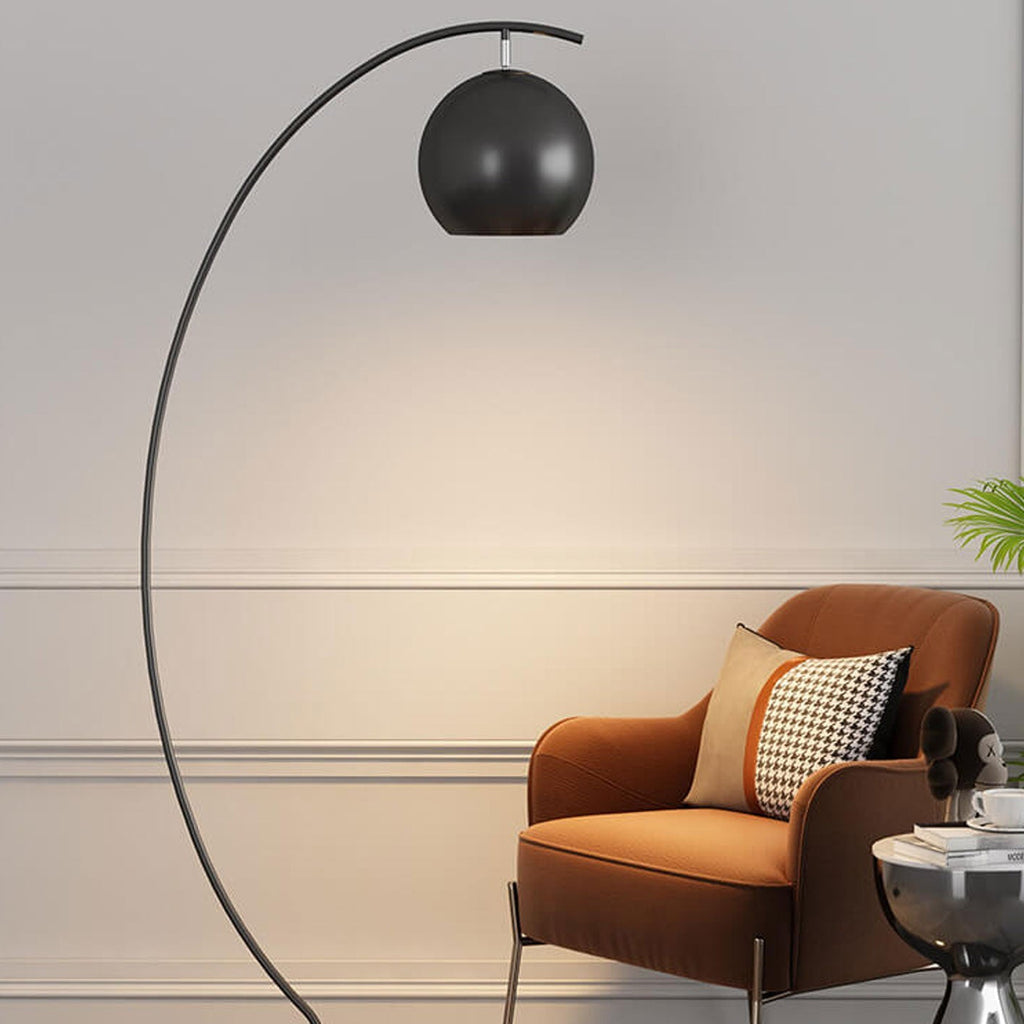 Nordic Minimalist Curved Line Floor Lamp - 1-Light Dome Design