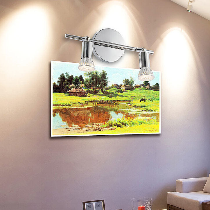 Modern Chrome 2-Light Vanity Wall Sconce - Elegant Metal Mirror Lamp