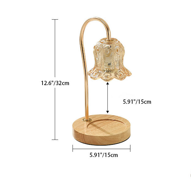 Modern Creative Simple Solid Wood Lily Of The Valley 1-Light Melting Wax Table Lamp - Unique Home Decor, Elegant Indoor Lighting, Contemporary Design, Handmade Accent Light, Rustic Wood Lamp, Stylish Bedroom and Living Room Decor, Decorative Lighting Fixt