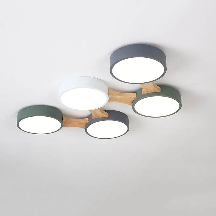 Modern Macaron Circle LED Flush Mount Ceiling Light - 3/4/5/8 Light Options, Stylish LED Fixture for Home Decor, Energy Efficient Ceiling Lighting