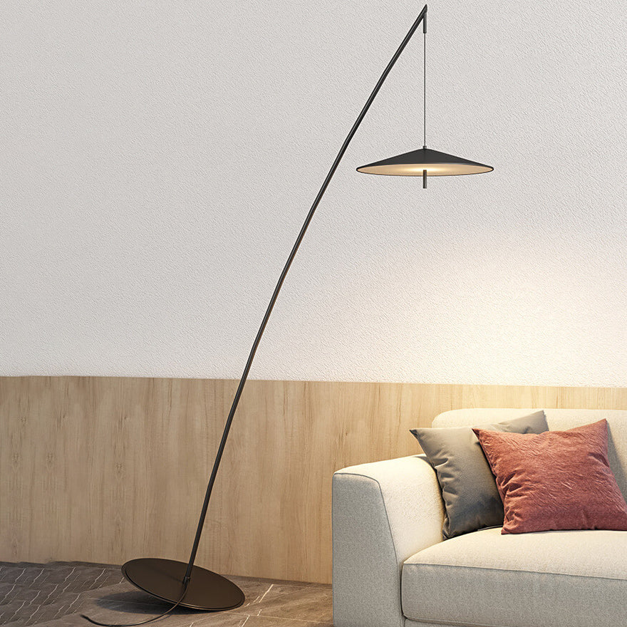 Contemporary Nordic Iron Black Tilt Fishing Rod Floor Lamp for Living Room & Bedroom