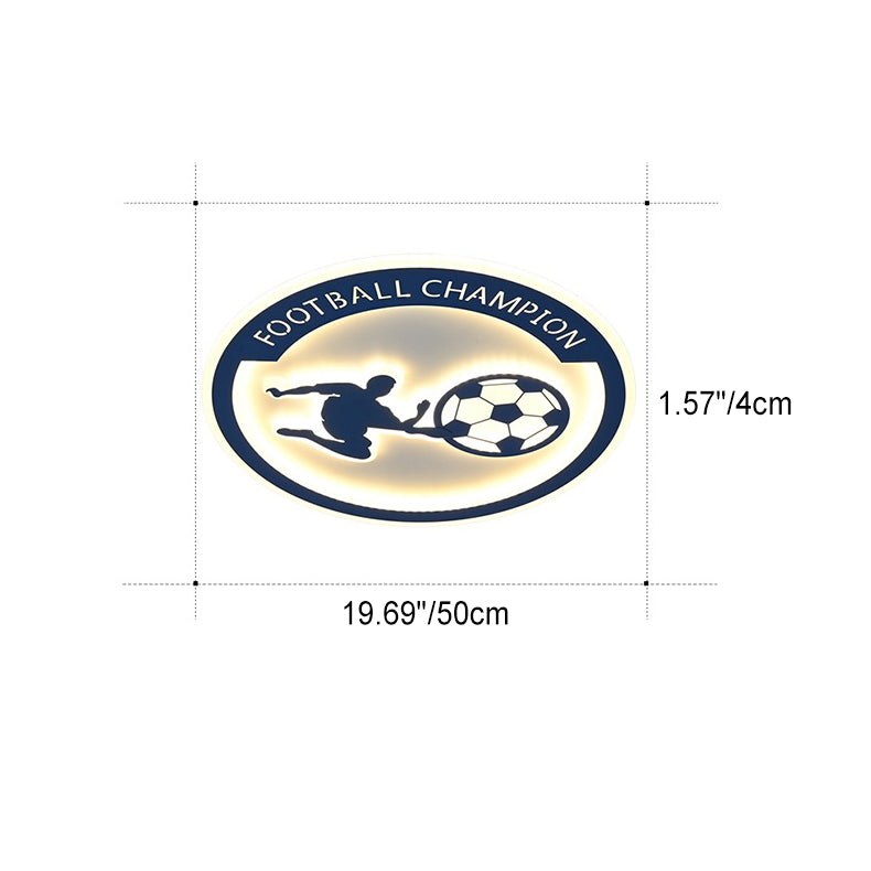 Contemporary Creative Kids Round Football Iron Acrylic LED Flush Mount Ceiling Light Great for Bedroom Playroom Nursery Modern Sports Decor Adjustable Brightness Energy Efficient Stylish Illumination Safe for Children Multi-Color Options Fun Design Easy t