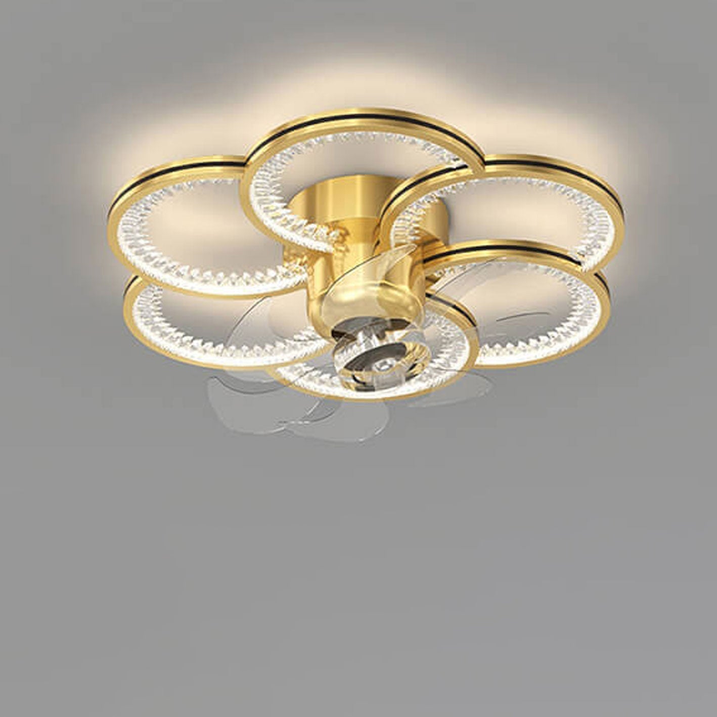 Modern Luxury Flower Petal LED Ceiling Fan Light Fixture