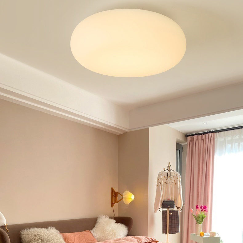 Modern Minimalist Oval Iron PE LED Flush Mount Light for Bedroom