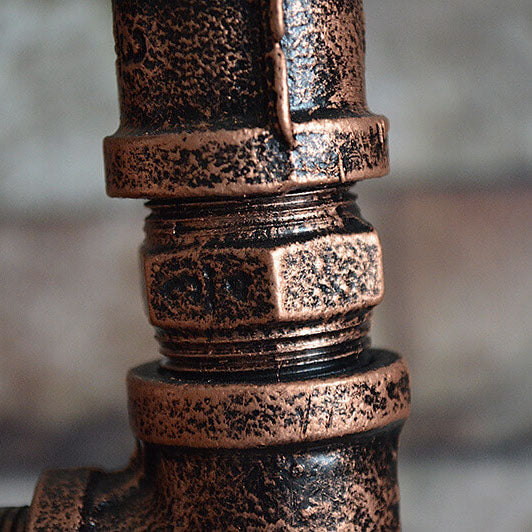 Industrial Steampunk Copper Water Pipe Floor Lamp - 2-Light Design