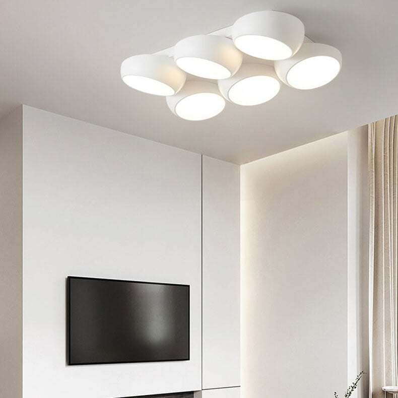 Scandinavian Modern Round LED Semi-Flush Mount Ceiling Light – Iron & Plastic Design