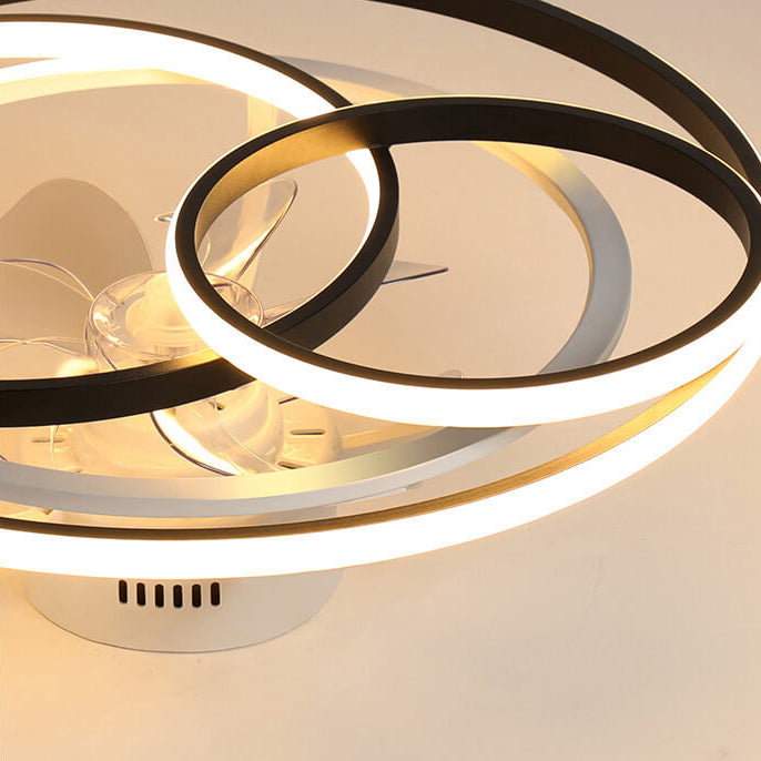 Double Ring Overlap LED Ceiling Fan Light - Modern Flush Mount Design, Energy Efficient, Stylish Home Lighting