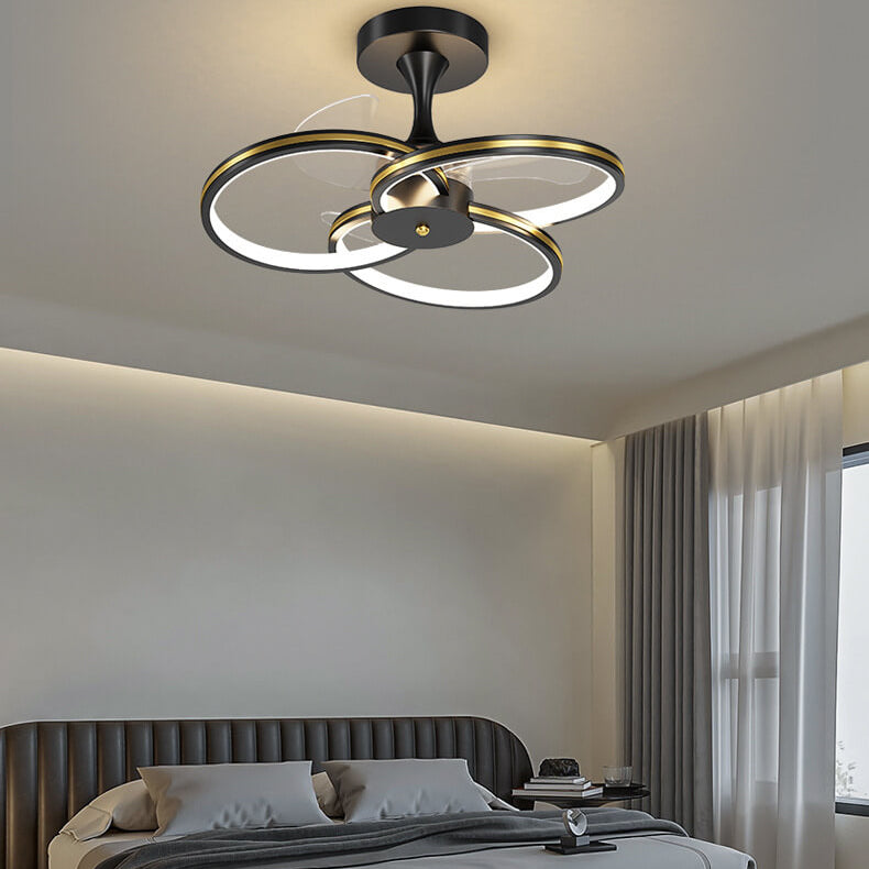 Luxury Acrylic Three Rings LED Flush Mount Fan Light Design