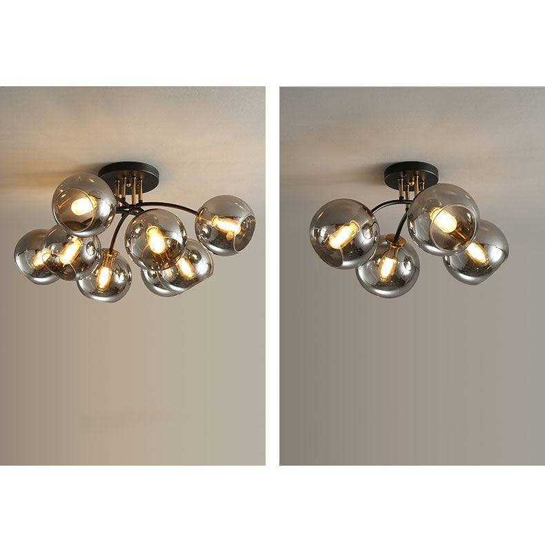 Modern Luxury Iron Glass Magic Bean Semi-Flush Mount Ceiling Light - 4/6/8 Lights for Bedroom