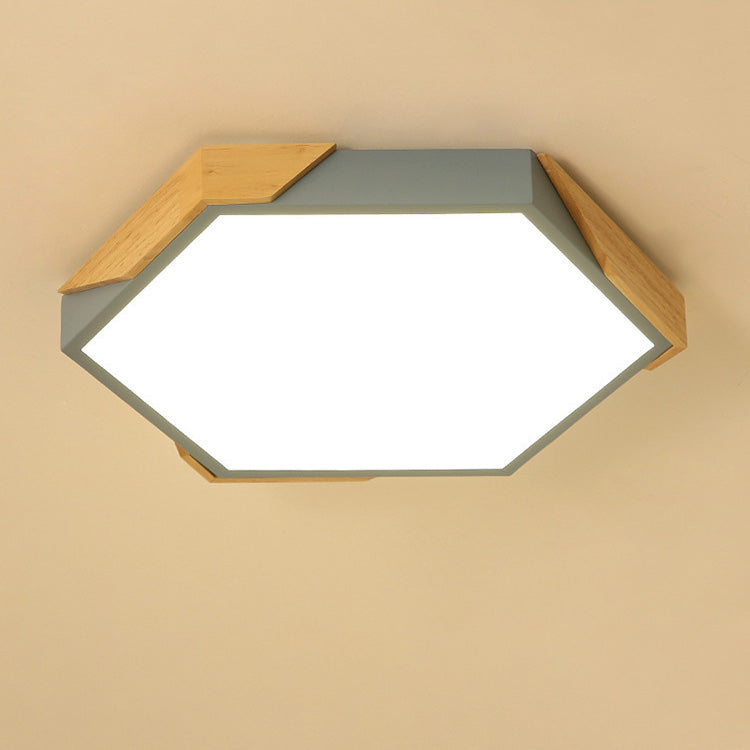 Contemporary Scandinavian Hexagonal LED Flush Mount Ceiling Light for Bedroom