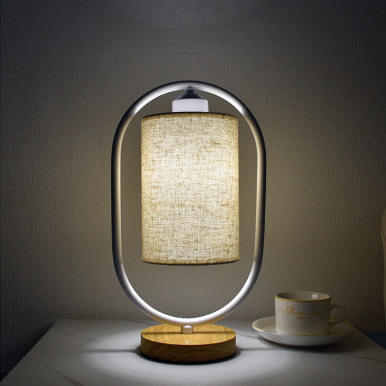 Nordic Linen White Ring Dimmable Table Lamp - Minimalist Home Lighting