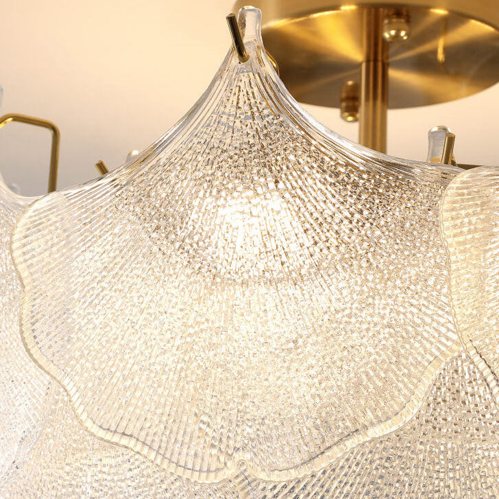 Traditional French Ginkgo Leaf Semi-Flush Mount Ceiling Light - 5/8 Glass for Living Room