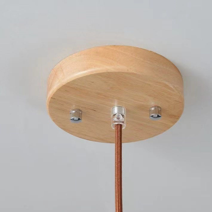 Traditional Japanese Solid Wood Strip Glass Jar Pendant Light for Living Room, 1/2/3 Light Island Fixture