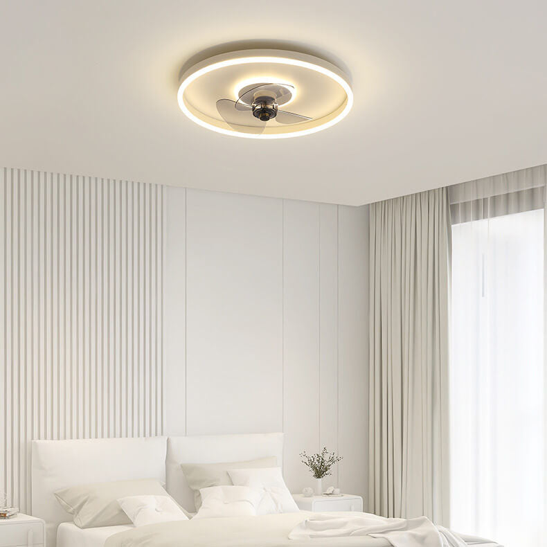 Contemporary Nordic Round LED Flush Mount Ceiling Fan Light for Living Room & Bedroom