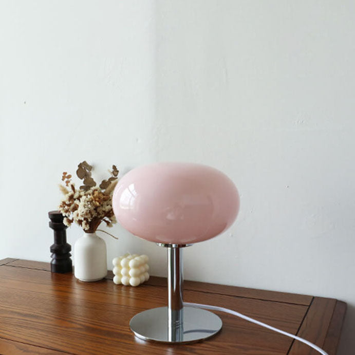 Contemporary Nordic Round Iron Glass 1-Light Table Lamp for Bedroom, Modern Desk Light Fixture, Stylish Nightstand Illumination, Minimalist Decorative Lamp, Scandinavian Design Lighting, Home Decor Accent, LED Compatible Table Lamp, Elegant Bedroom Lighti