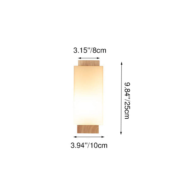 Modern Minimalist Solid Wood Glass Column Wall Sconce Lamp