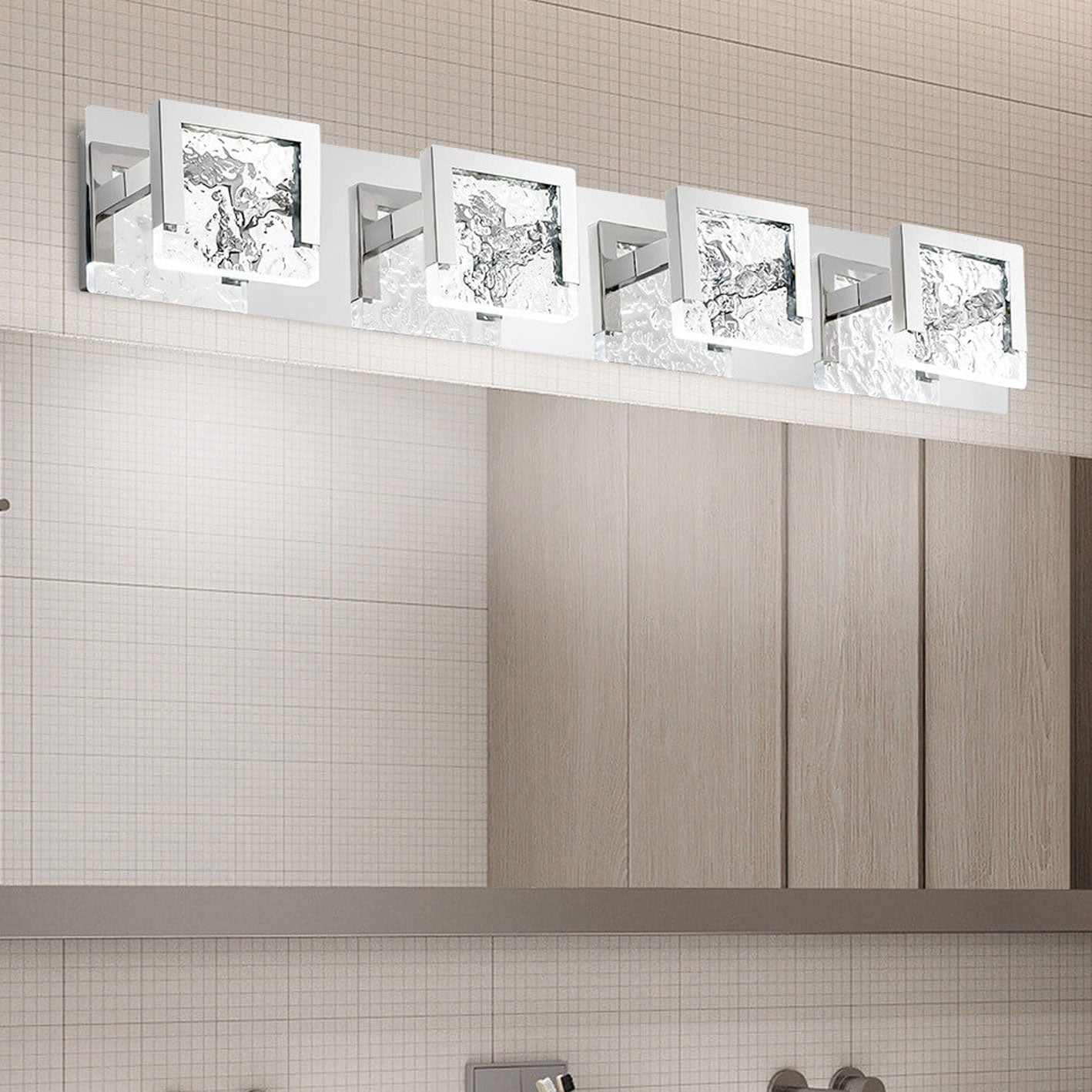 Minimalist Acrylic LED Vanity Wall Light - Glass Texture Mirror Fixture