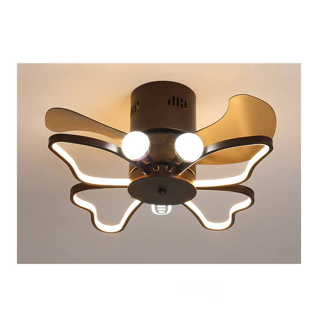 Nordic Creative Butterfly Shape LED Semi-Flush Mount Ceiling Fan Light