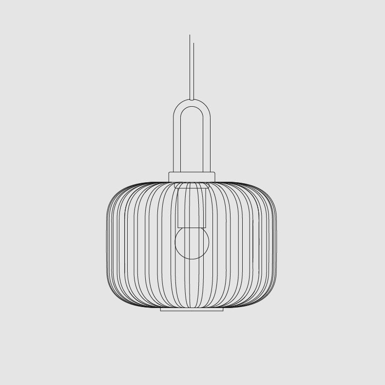Contemporary Nordic Oval Pumpkin Pendant Light - Striped Glass & Stainless Steel 1-Light for Living Room