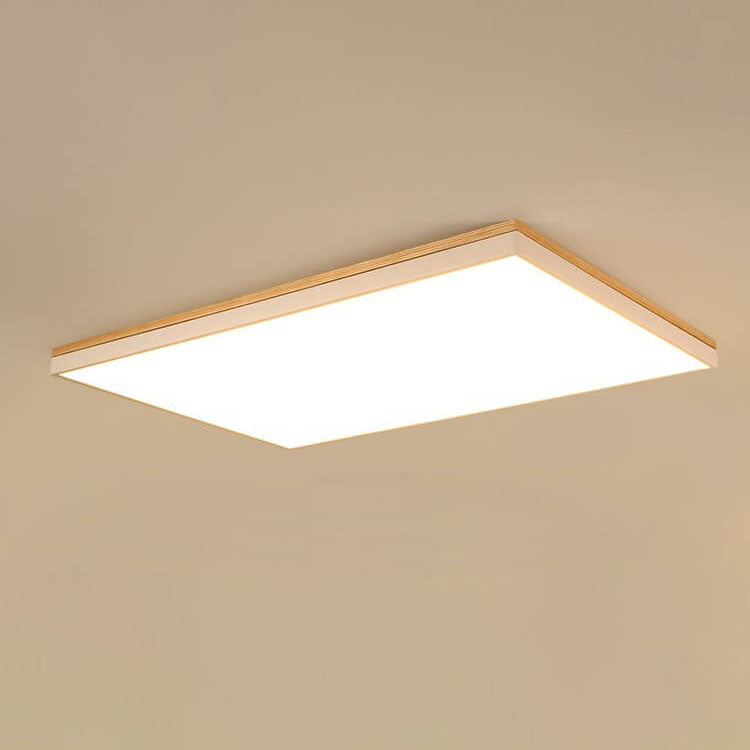 Modern Minimalist Solid Wood LED Flush Mount Light for Living Room