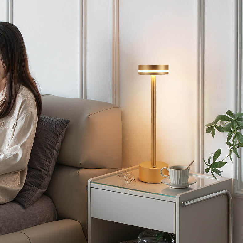 Modern Minimalist USB LED Table Lamp - Cylindrical Metal & Acrylic Design