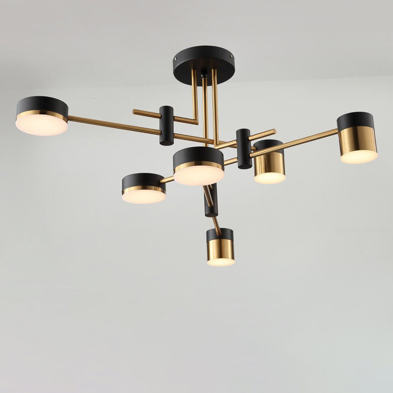 Scandinavian Iron Acrylic Round LED Semi-Flush Mount Ceiling Light for Living Room