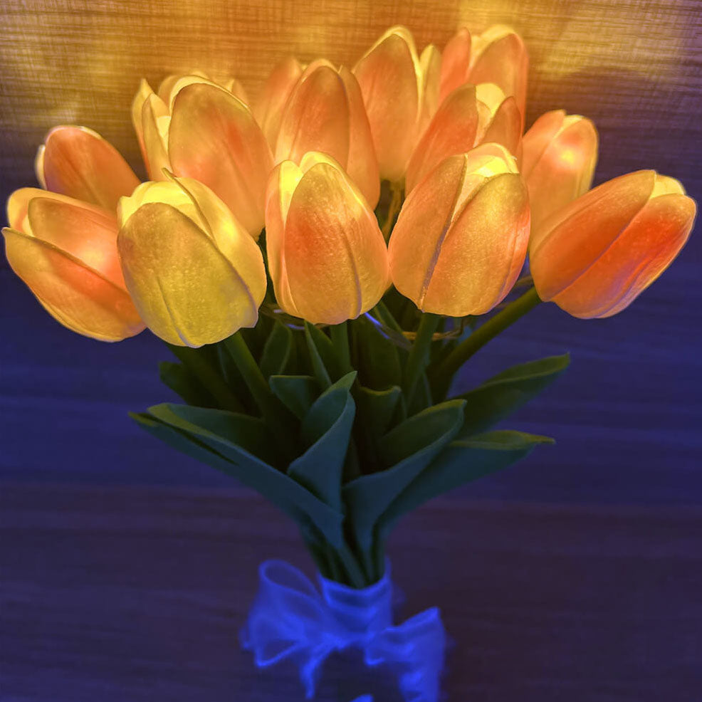 Tiffany-Style LED Tulip Table Lamp - Vintage Floral Design Lighting