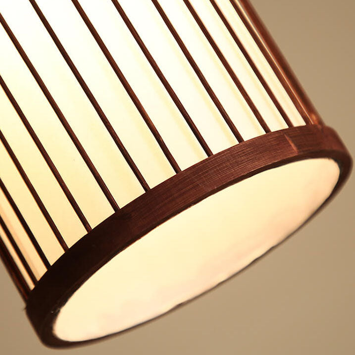 Japanese Zen Bamboo Weaving Lantern Pendant Light - 1-Light Hanging Fixture for Tranquil Spaces