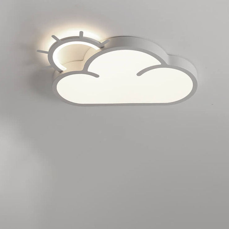 Contemporary Nordic Cloudy Sun Acrylic Iron LED Kids Flush Mount Ceiling Light for Living Room Bedroom Modern Design Energy-Efficient Lighting Fixture Unique Decorative Ceiling Lamp Stylish Playroom Illumination Cute Bedroom Lighting Solution Kids Room De
