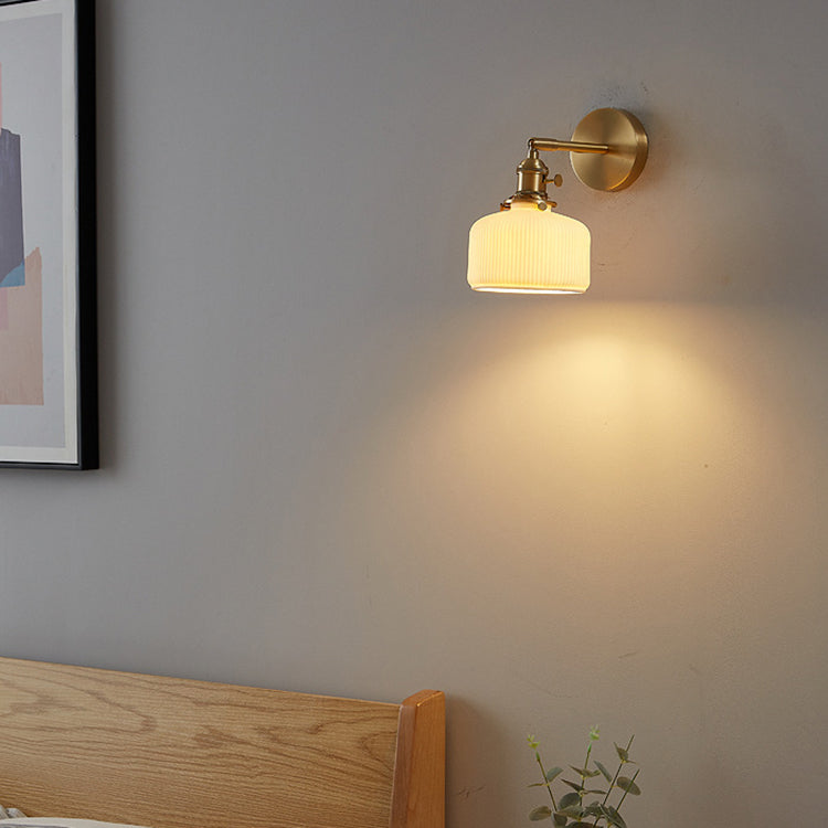 Modern Minimalist Striped Ceramic Wall Sconce Lamp - 1-Light Decorative Fixture