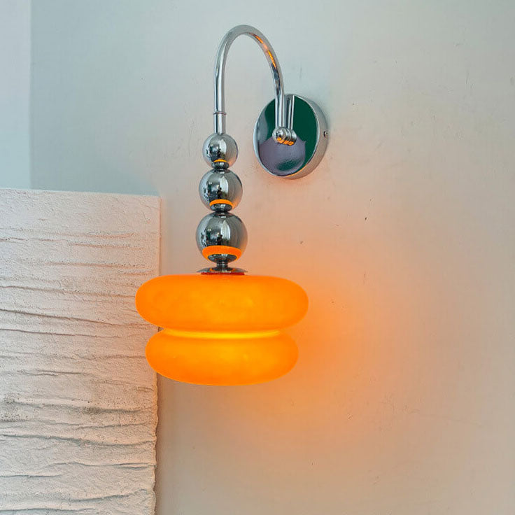 Macaron Cream Gourd Glass Shade Wall Sconce - 1-Light Elegant Design Lamp for Modern Decor, Stylish Lighting Fixture, Artisanal Home Accent