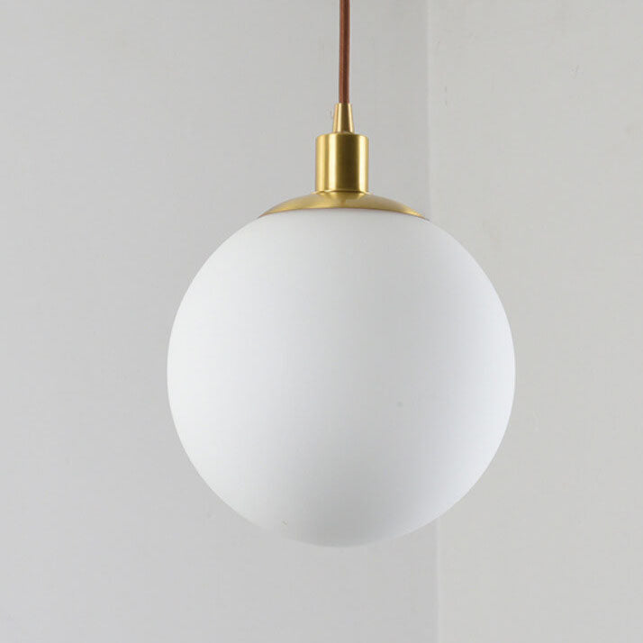Contemporary Nordic Minimalist 1-Light White Orb Pendant for Bedroom